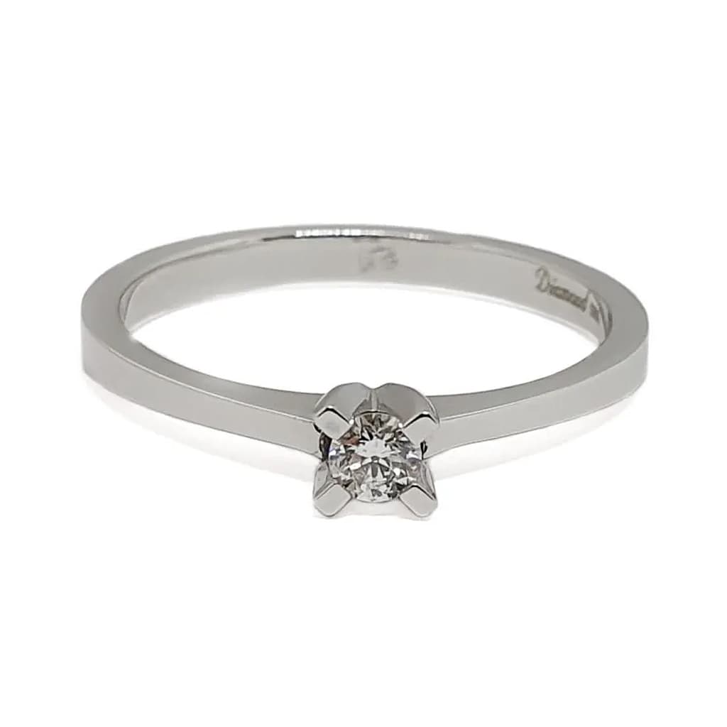 Пръстен с диамант 0,09 карата от бяло злато