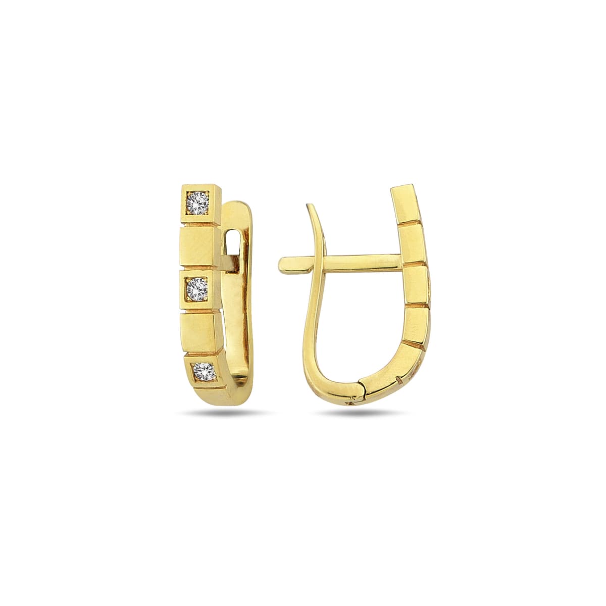 Обеци от жълто злато 14 к. и циркони