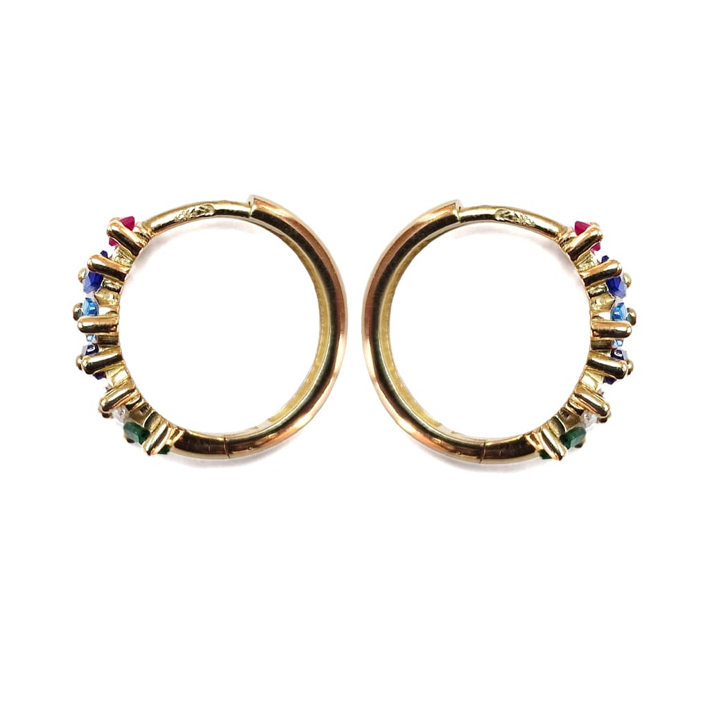 Обеци с цветни камъни от жълто злато 14 к.