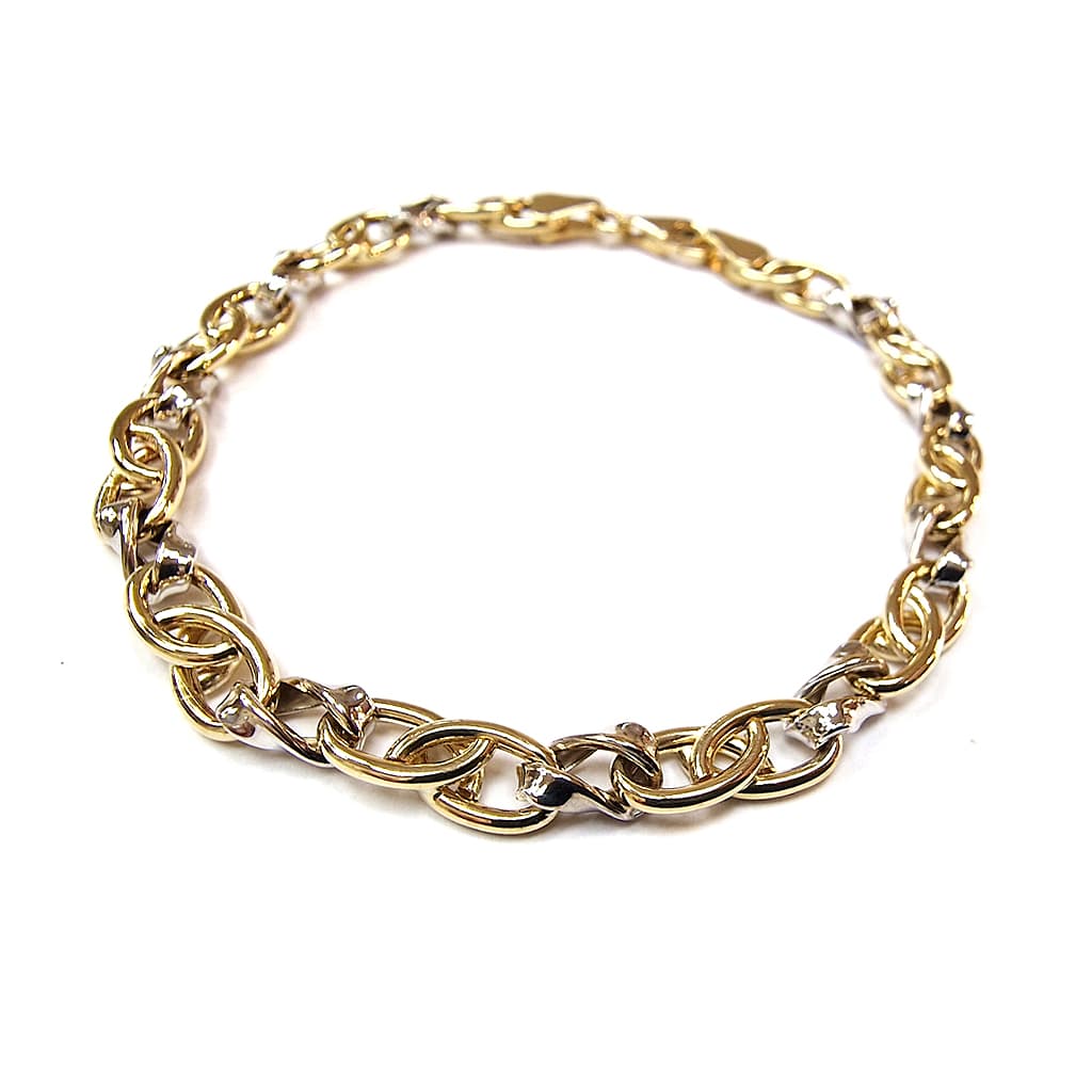 Гривна от жълто и бяло злато 14 карата