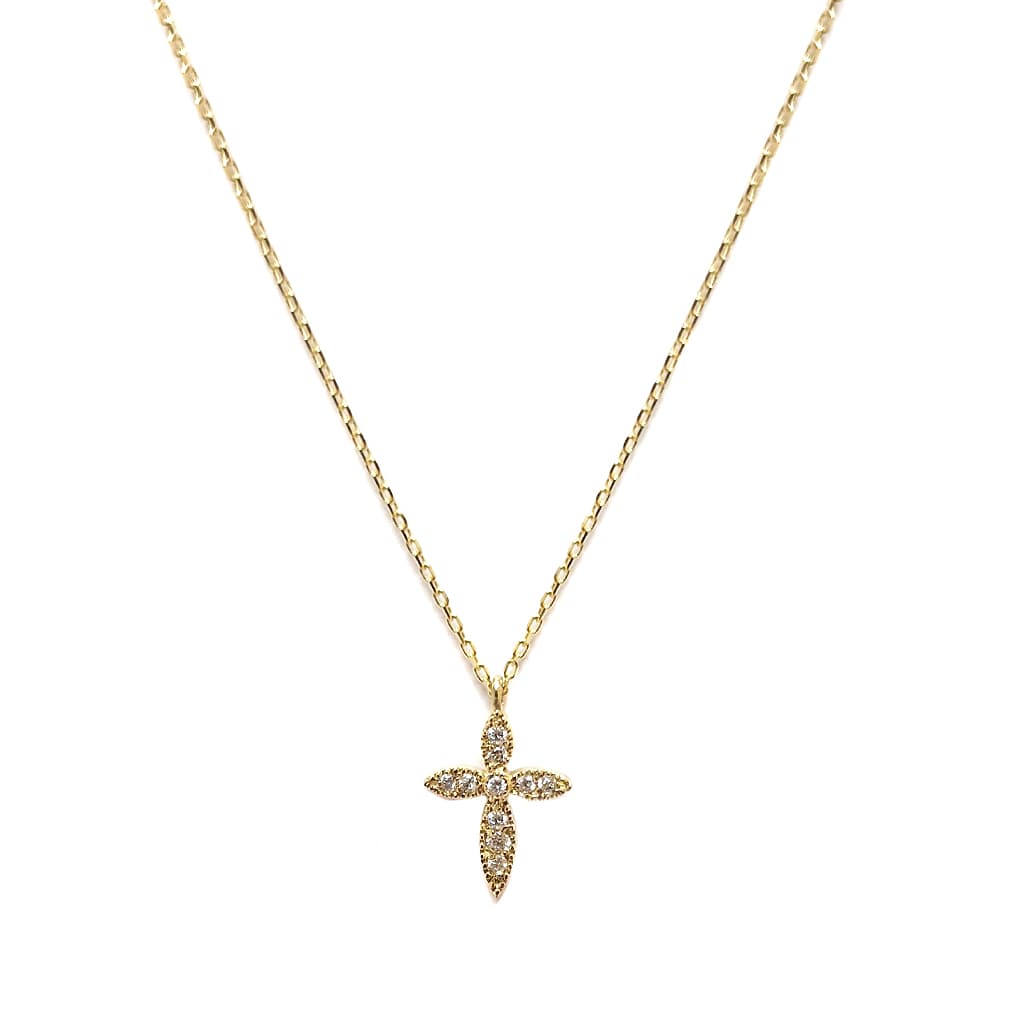 Кръст от жълто злато 14 карата с диаманти