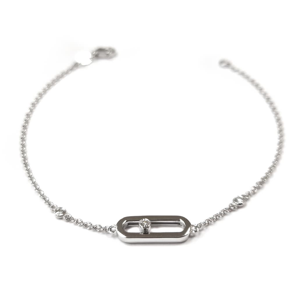 Дамска гривна от бяло злато 14 карата и диаманти