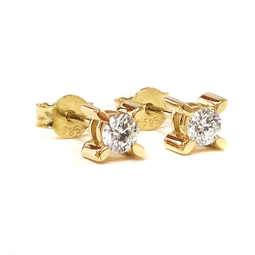 Обеци жълто злато с диаманти 0,38 карата