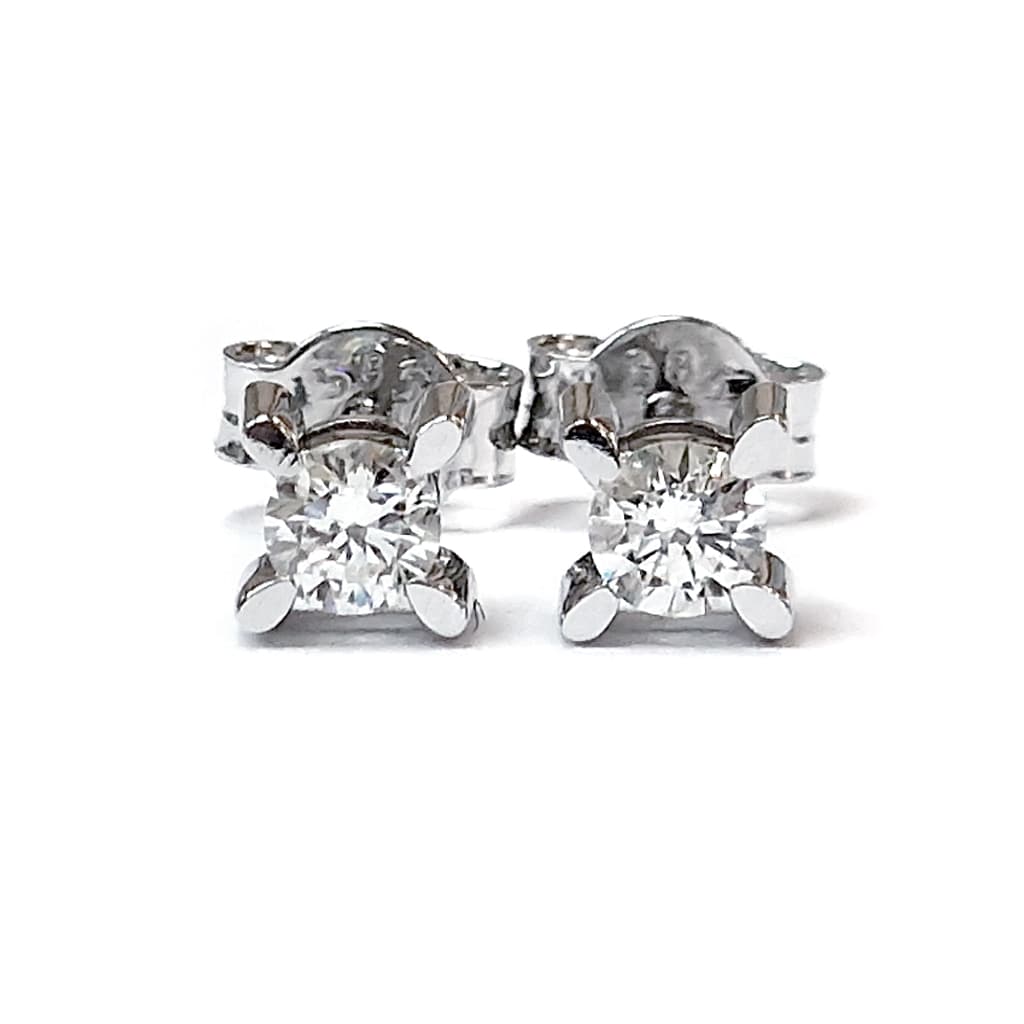 Обеци на винт от бяло злато с диаманти 0,31 карата