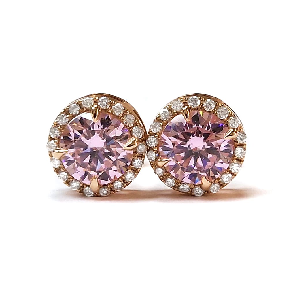 Обеци с розов топаз и диаманти от розово злато
