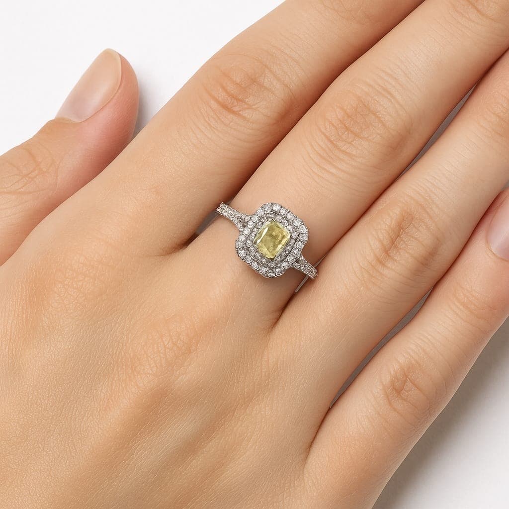 пръстен с диаманти и бяло злато 2