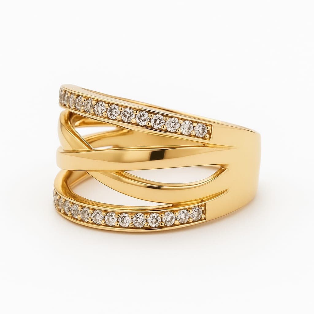 Дамски пръстен жълто злато и цирконий 3