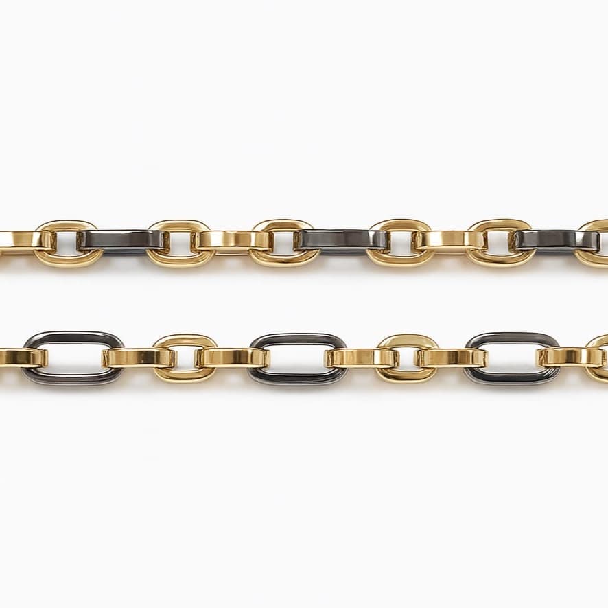 Златен синджир от жълто злато 14 карата и черно покритие