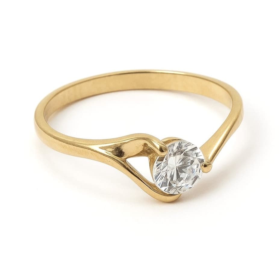 Елегантен златен пръстен с цирконий 2