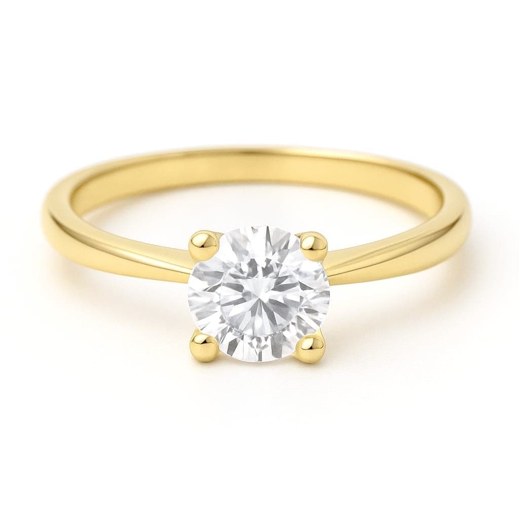 Годежен пръстен от жълто злато с диамант