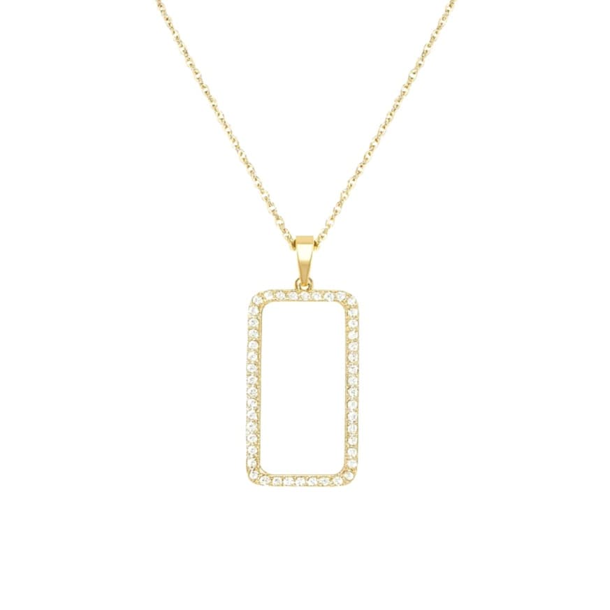 Дамско колие с правоъгълна висулка и цирконий
