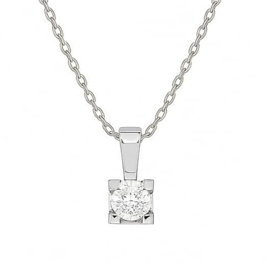 Изящно колие от бяло злато с диамант 0,19 карата