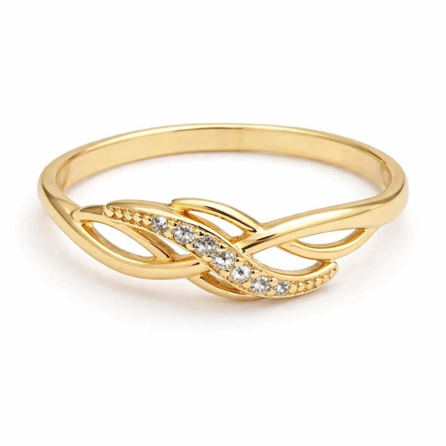 Дамски пръстен от жълто злато с цирконий