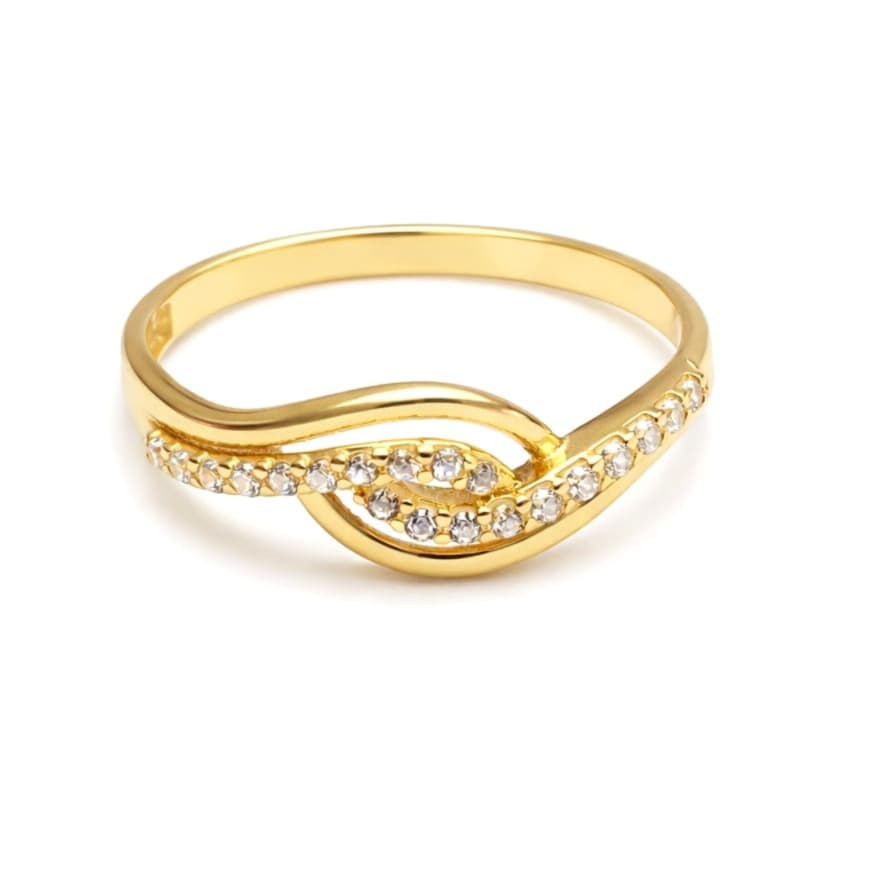 Дамски пръстен с цирконий от жълто злато 14 карата