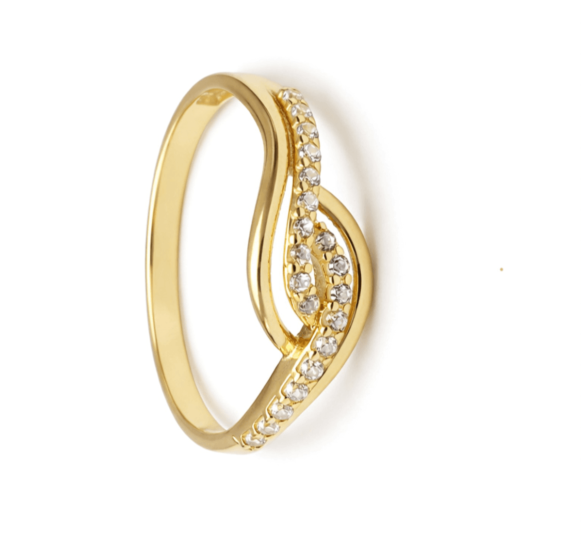 Дамски пръстен с цирконий от жълто злато 14 карата