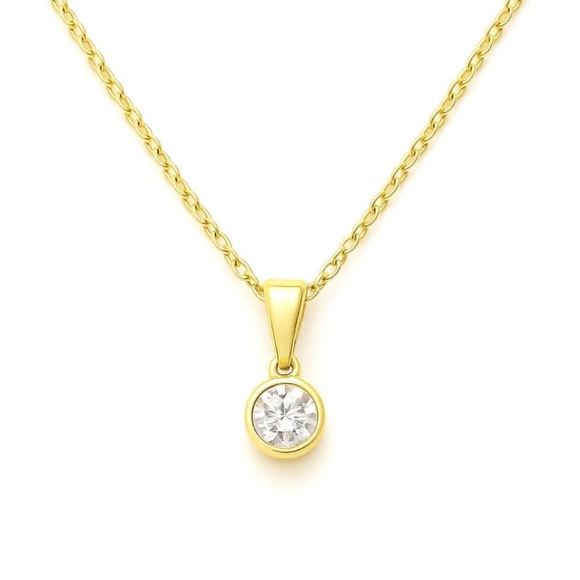 Колие от жълто злато с цирконий