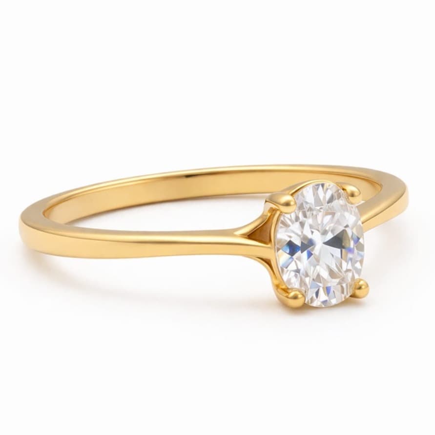 Годежен пръстен от жълто злато с цирконий