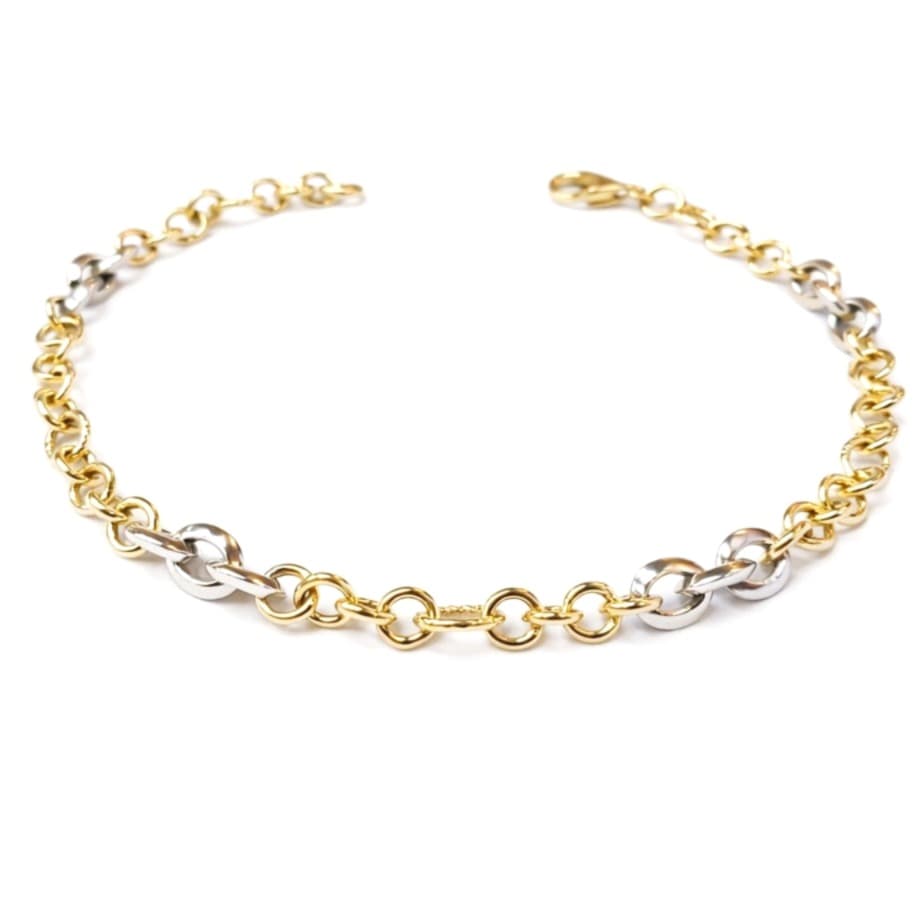 Златна гривна от 14 карата бяло и жълто злато