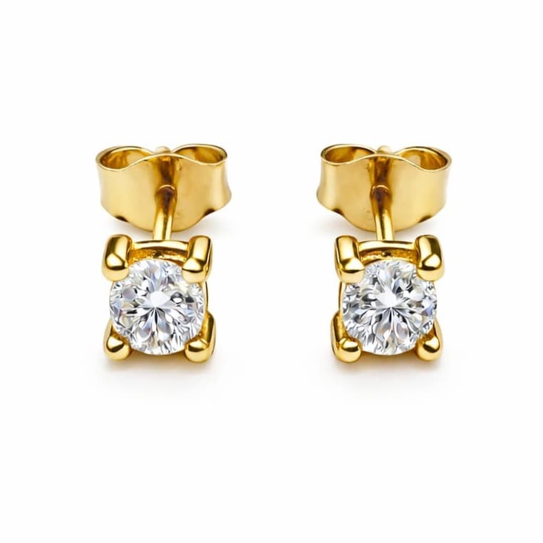 Обеци от жълто злато с диаманти