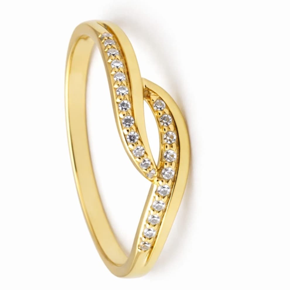 Дамски пръстен с цирконий от 14 карата жълто злато