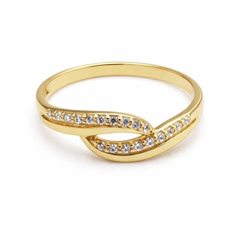 Дамски пръстен с цирконий от 14 карата жълто злато