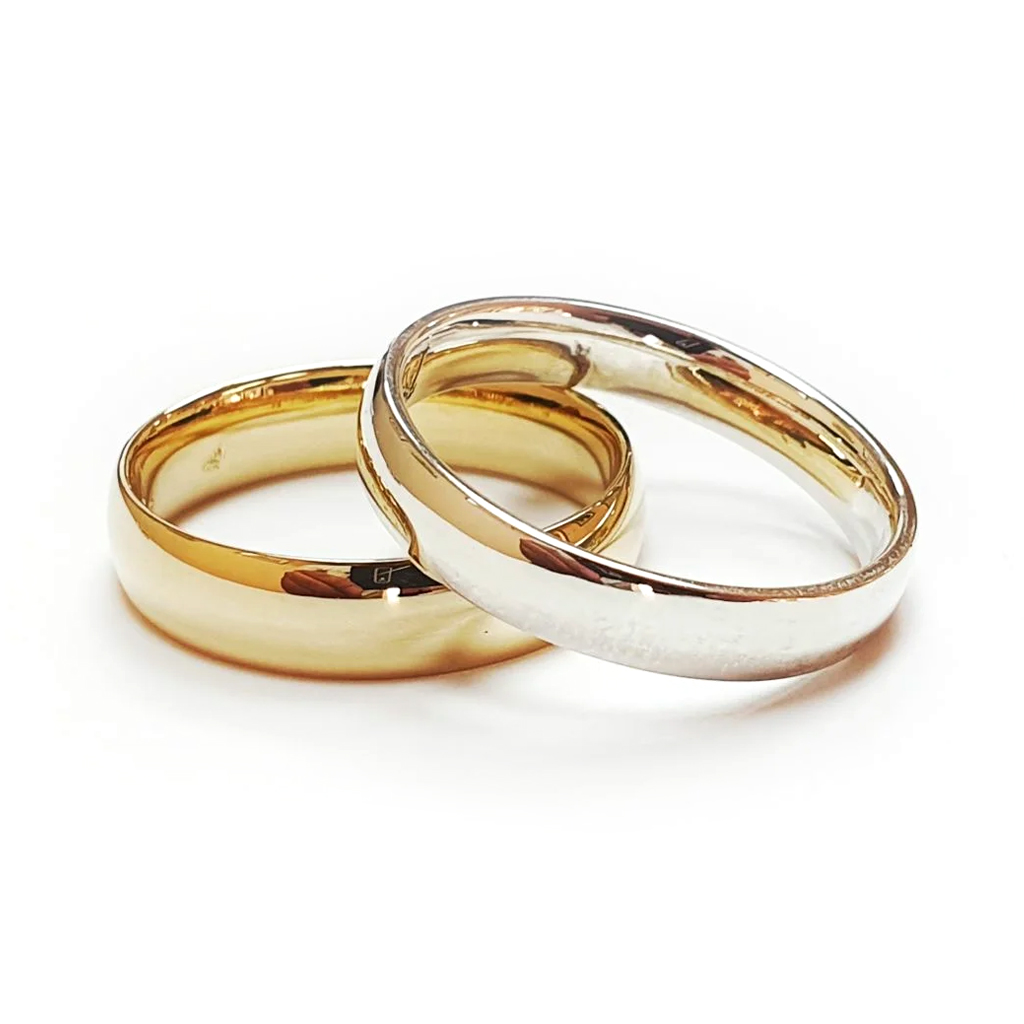 Komplekt Brachni Halki Byalo I Zhalto Zlato 14 K