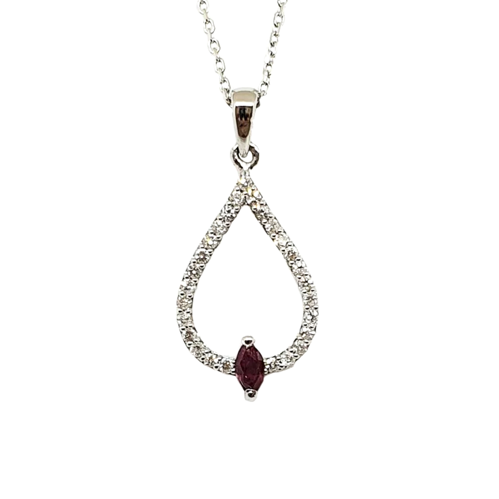 Diamanteno Kolie S Rubin Forma Markiz 011 K