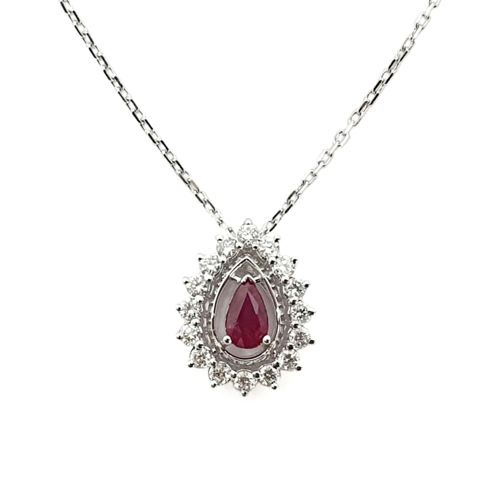 Kolie S Rubin Forma Kapka 028 K I Diamanti 021 K