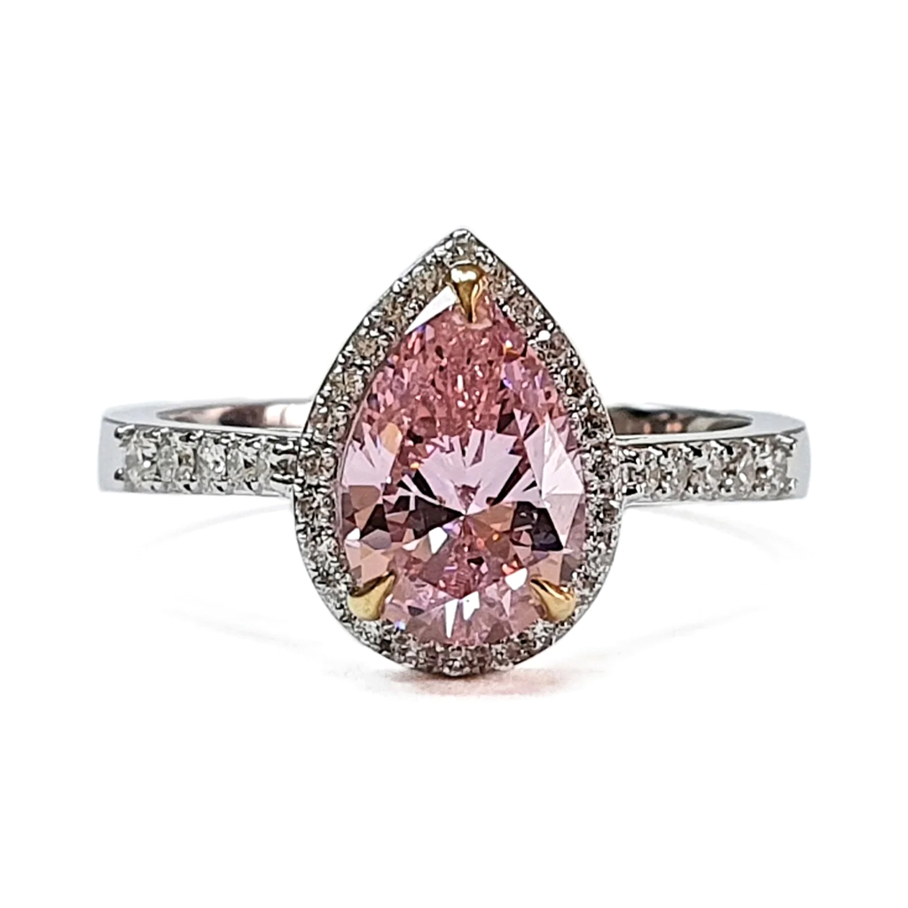 Prasten Ot Byalo Zlato S Rozov Topaz 190 K Vav Forma Na Kapka I Diamanti 023 K