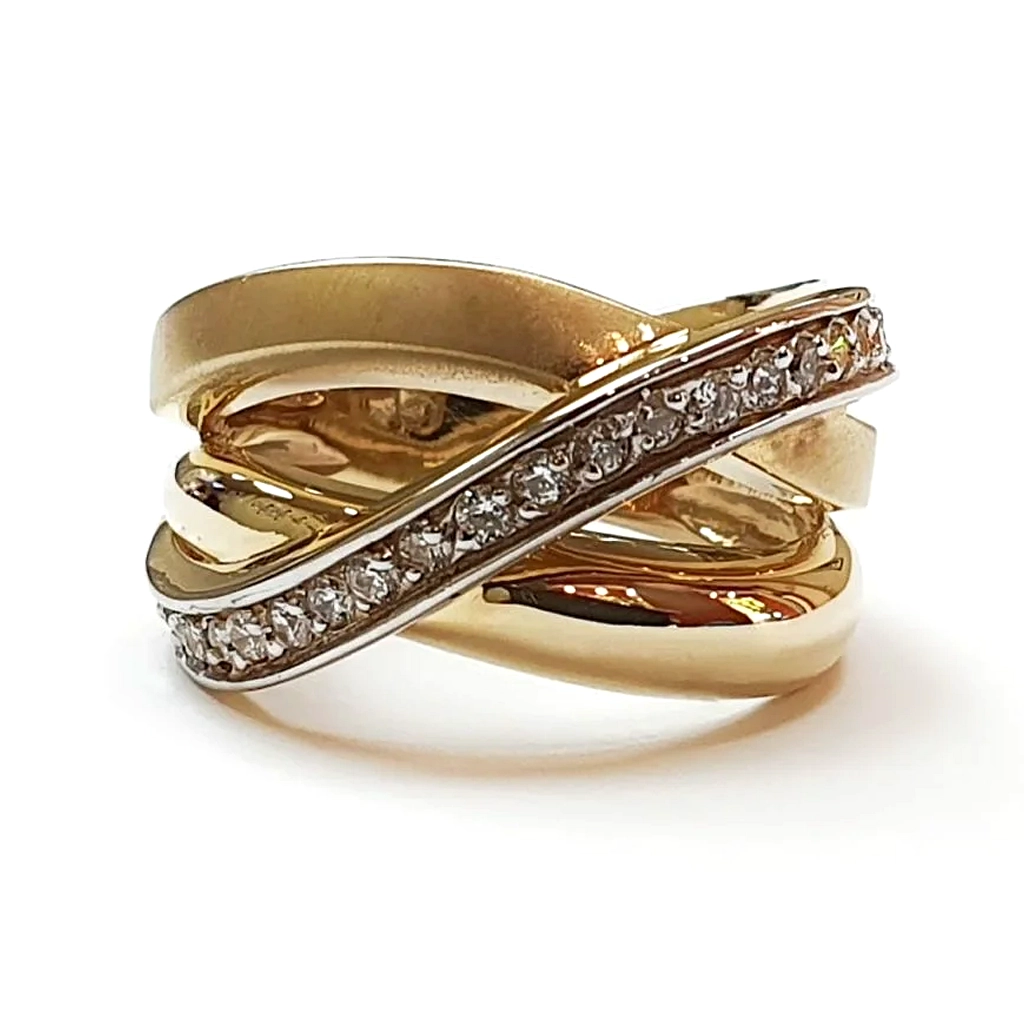 Prasten S Preplitasthi Se Elementi Ot Zhalto Zlato 14 K I Czirkoni 2