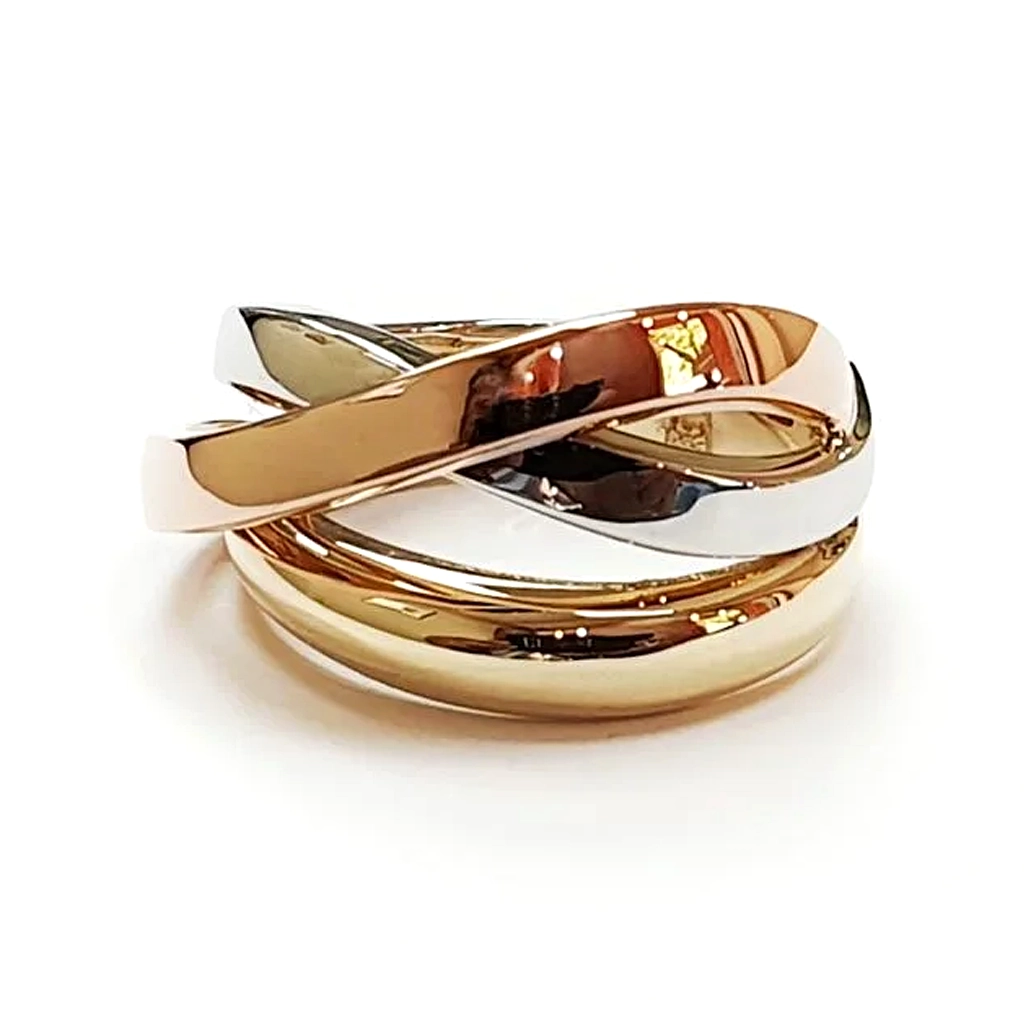 Prepleten Prasten Kombinacziya Ot Byalo Zhalto I Rozovo Zlato 14k 2