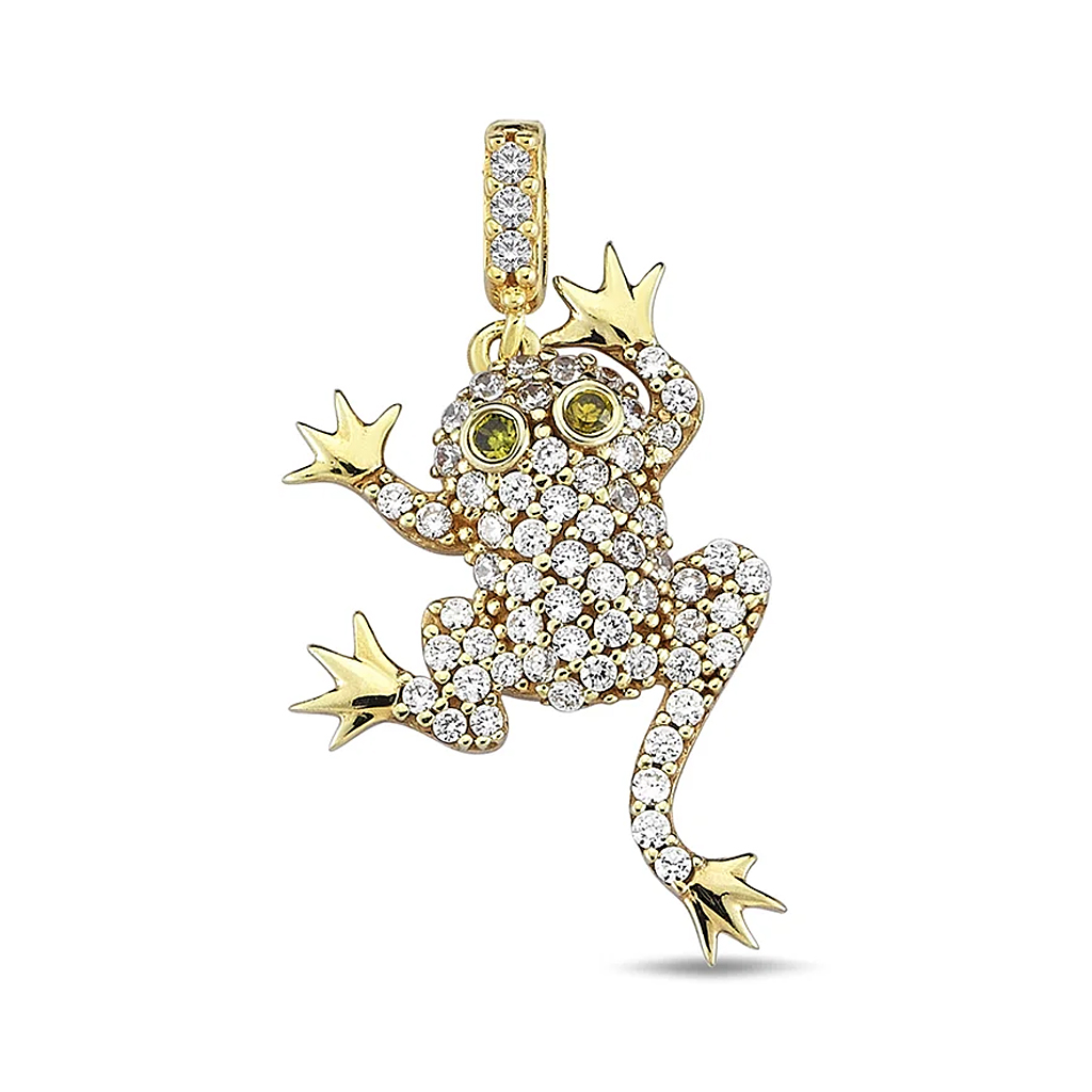 Visulka Ot Zhalto Zlato 14 K Vav Formata Na Zhaba S Bezczvetni Czirkoni