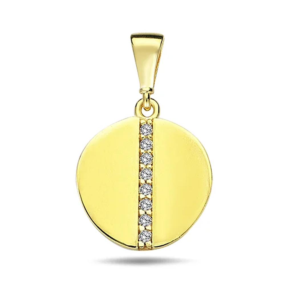 Visulka S Kragla Forma Ot Zhalto Zlato 14 K I Kamani Czirkoni