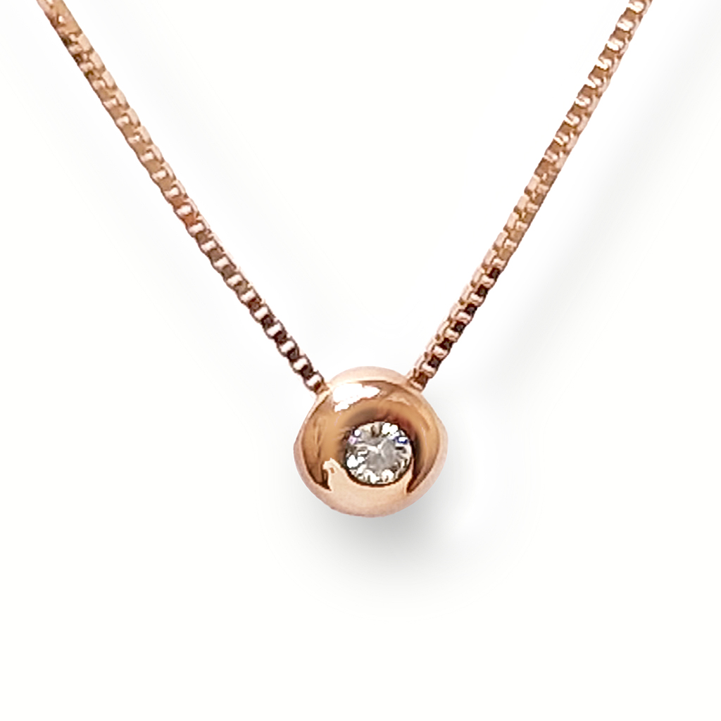 Kolie Ot Rozovo Zlato S Kragal Diamant 0035 K 2