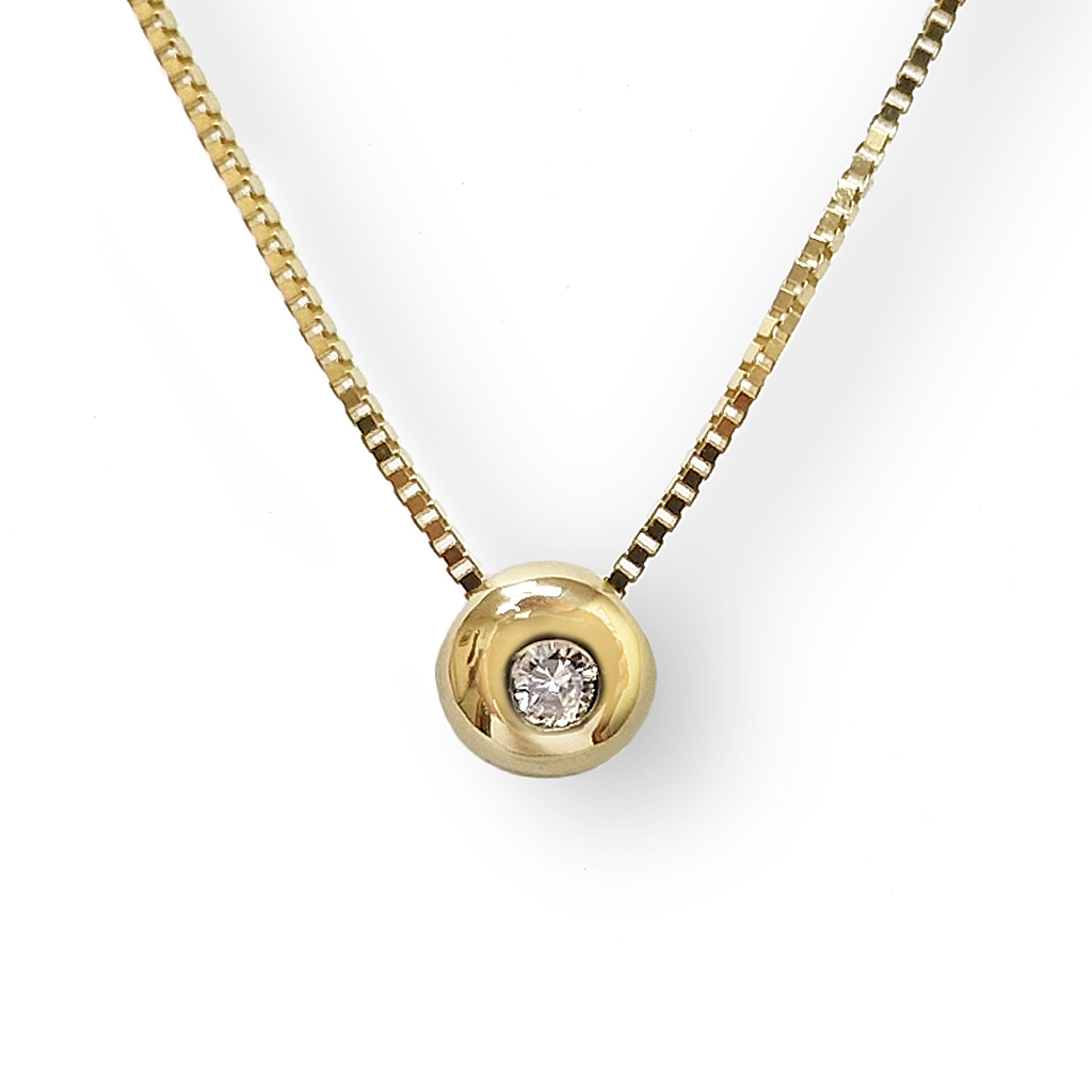 Kolie Ot Zhalto Zlato S Kragal Diamant 0035 K 2