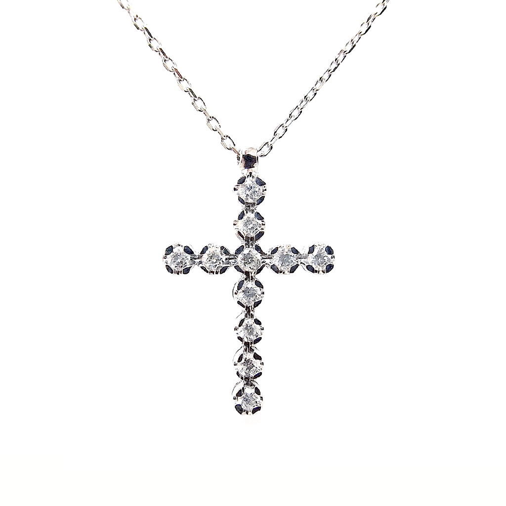 Kolie S Krast Ot Byalo Zlato 14 K S Diamanti