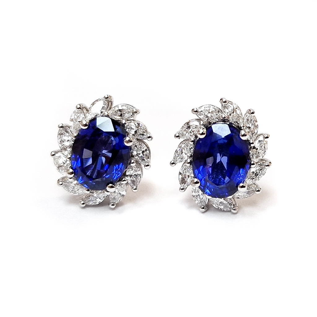 Damski Obeczi Sas Sapfir I Diamanti Ot Byalo Zlato 14 Karata 2