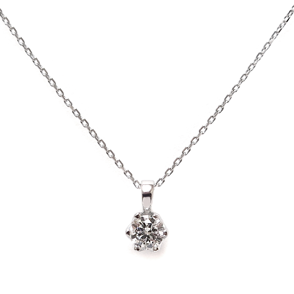 Дамско колие от бяло злато 14 карата с диамант 0,30 к.