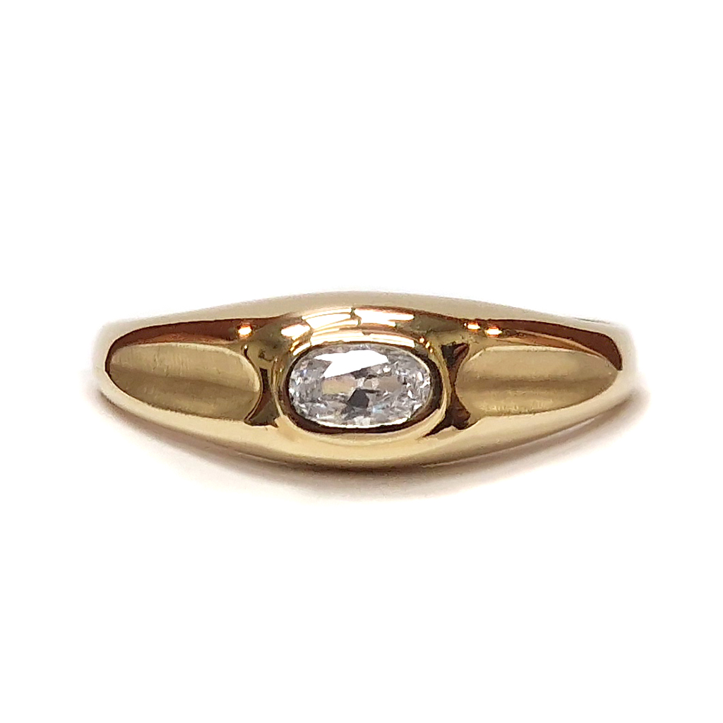 Damski Prasten Tip Halka Ot Zhalto Zlato 14 K S Czirkon 3