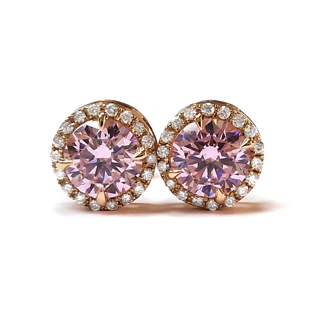 Обеци с розов топаз и диаманти от розово злато