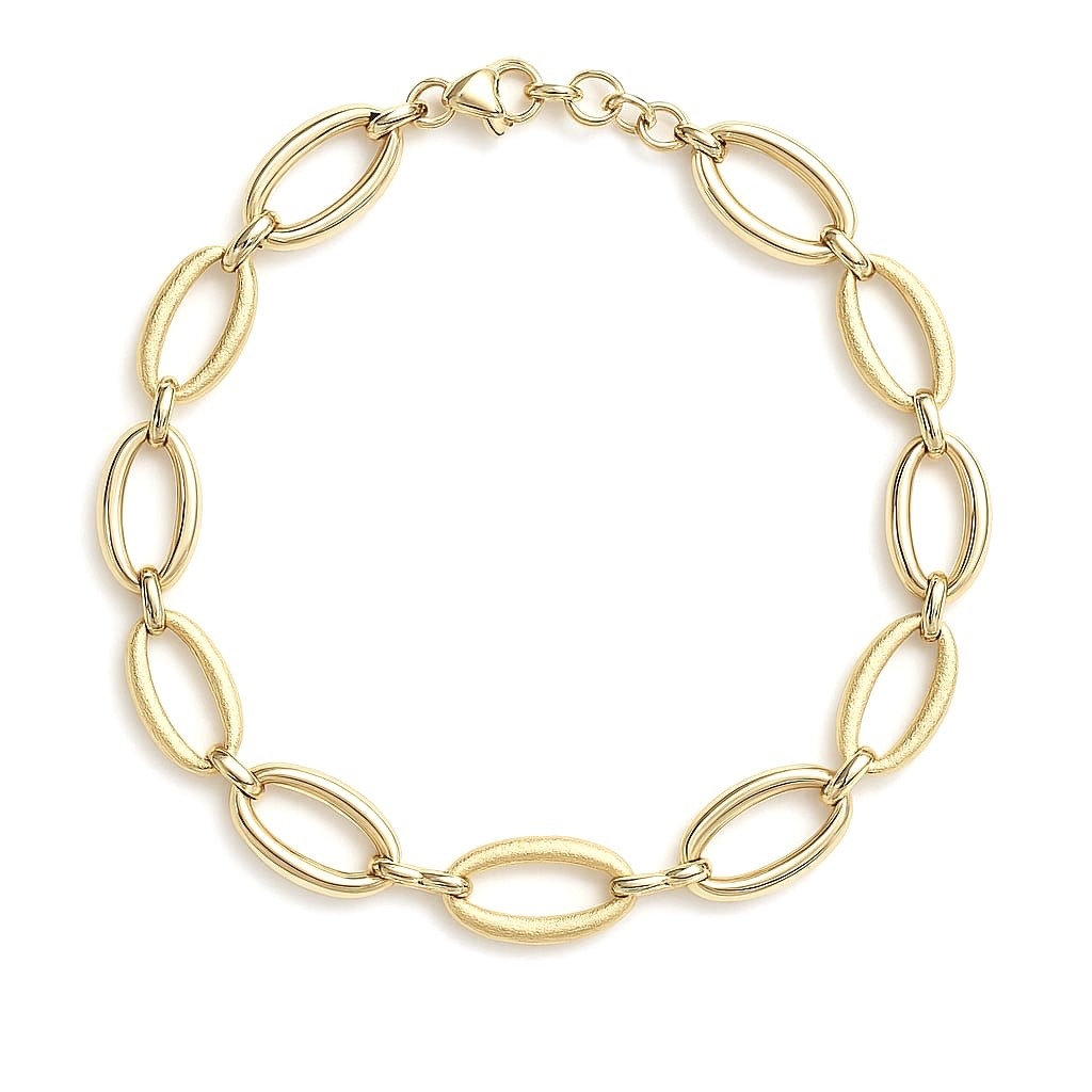 Дамска гривна от жълто злато 14 карата с овални звена