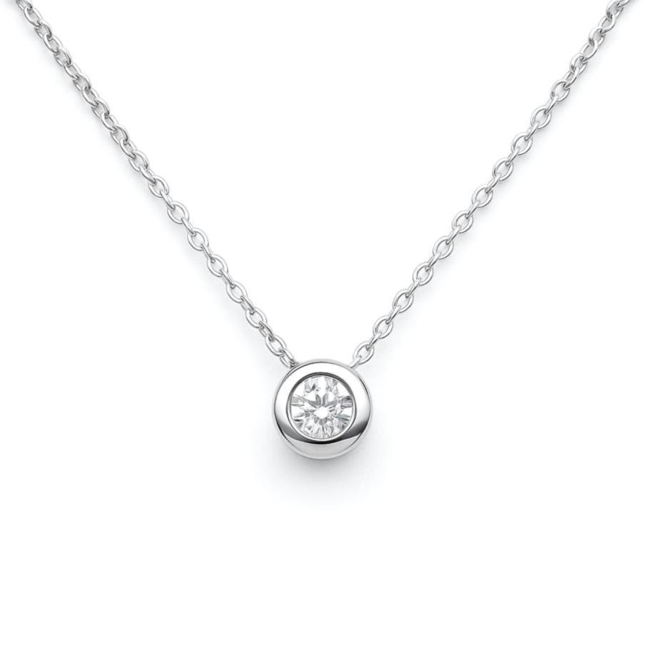 Дамско колие от бяло злато и диамант в обков