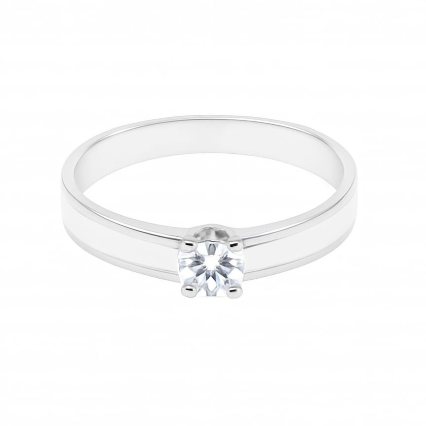 Елегантен пръстен от бяло злато със сияен цирконий