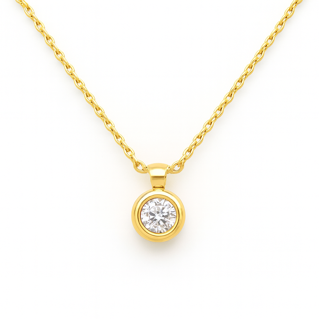 Дамско златно колие с диамант