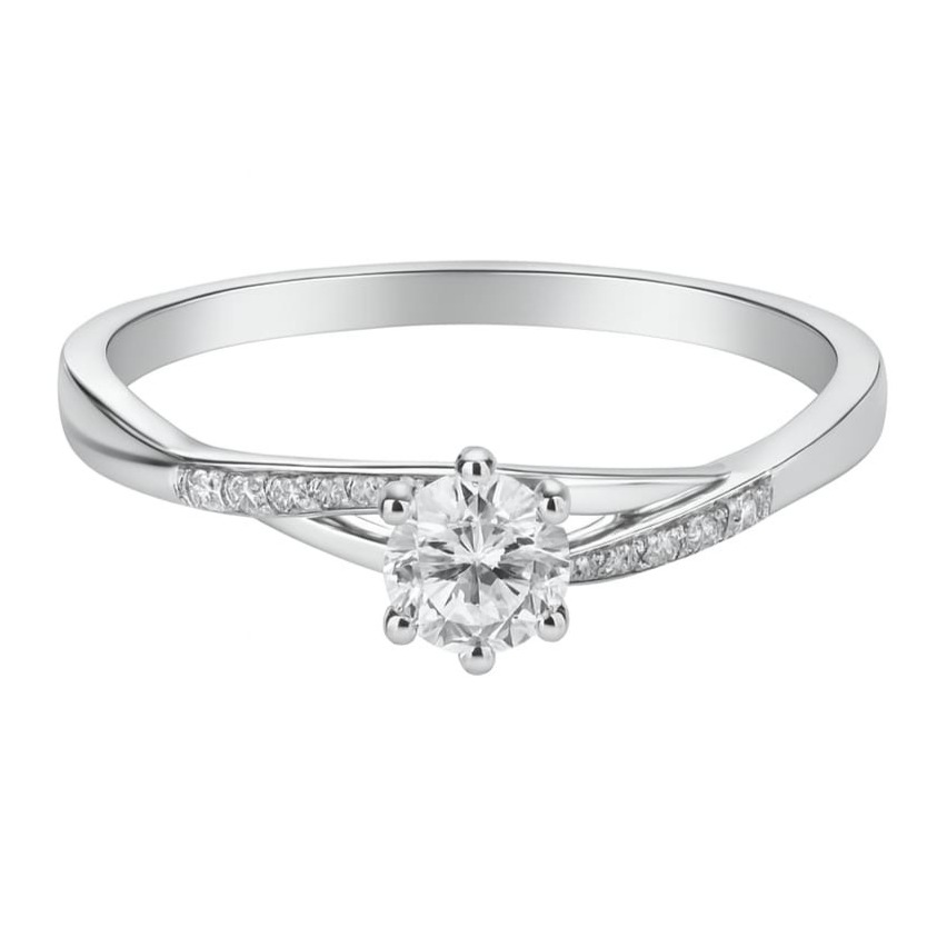 Годежен пръстен от бяло злато с цирконий