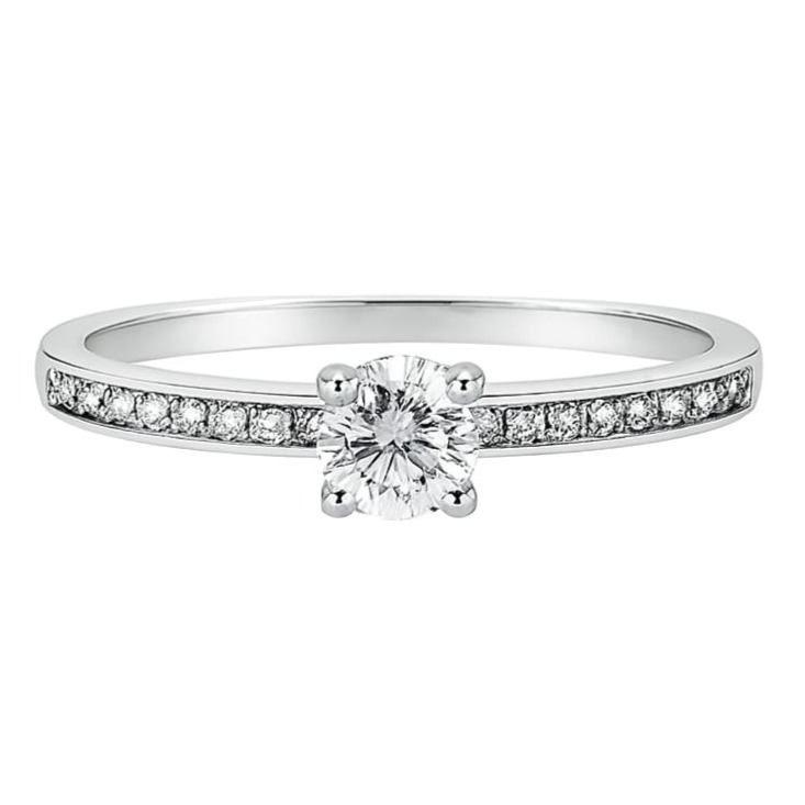 Годежен пръстен от бяло злато с диаманти