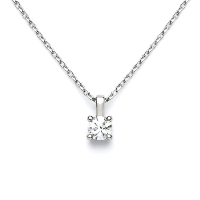 Колие от бяло злато с диамант 0,16 карата