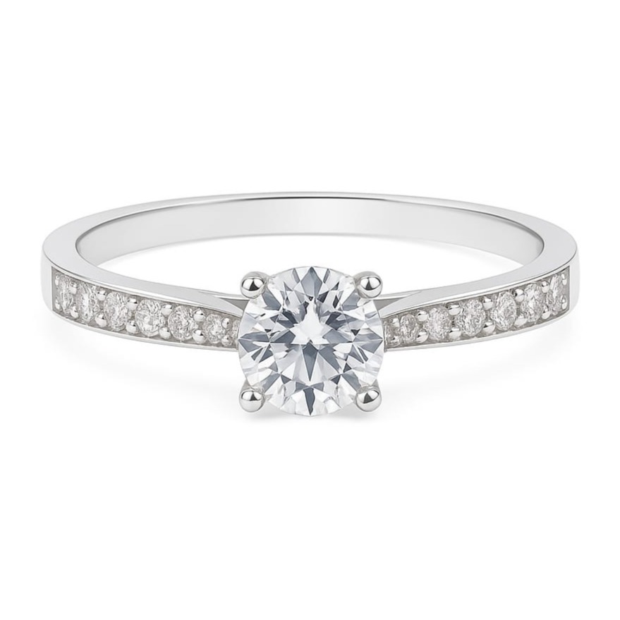 Пръстен от 14 карата бяло злато с диаманти