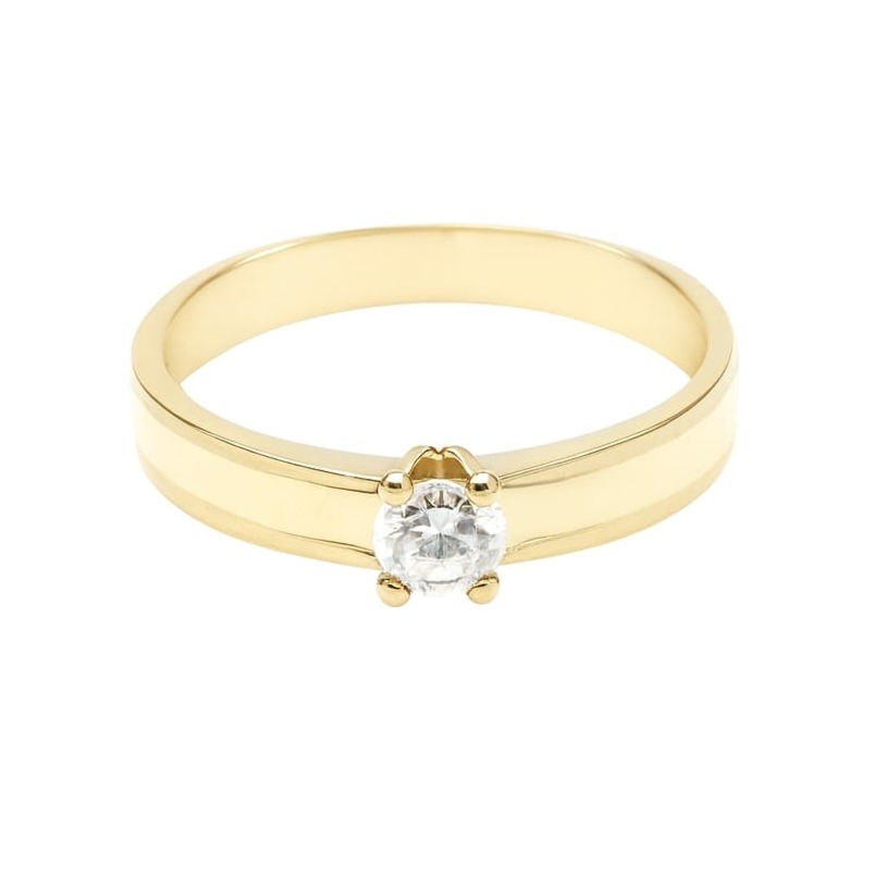 Златен дамски пръстен с цирконий класически дизайн