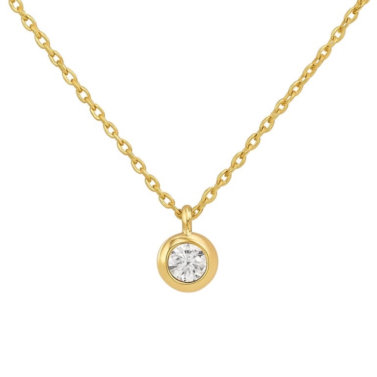 Дамско колие от жълто злато с диамант